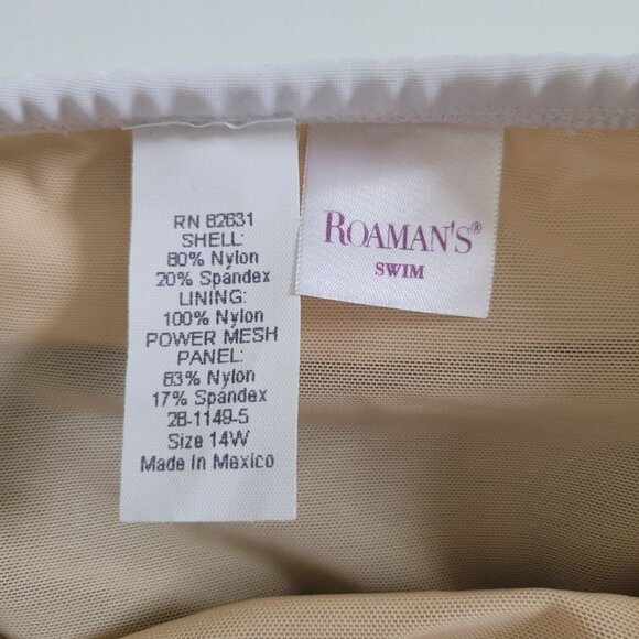 Roman's Swimsuit Dress Strapless Blue White Bow Womens 14W - Picture 3 of 9